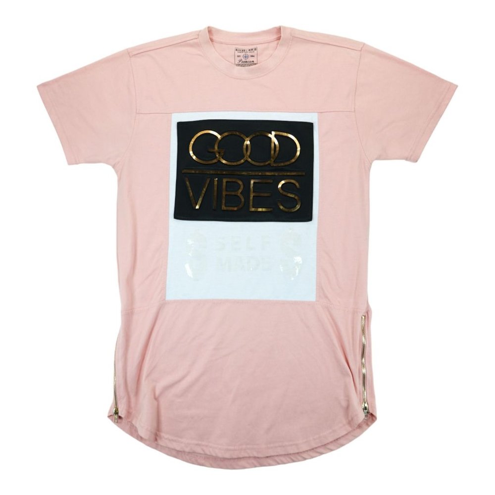 Designer Good Vibes Self‎ Made T-Shirt Size Large by Bleecker & Mercer Pink